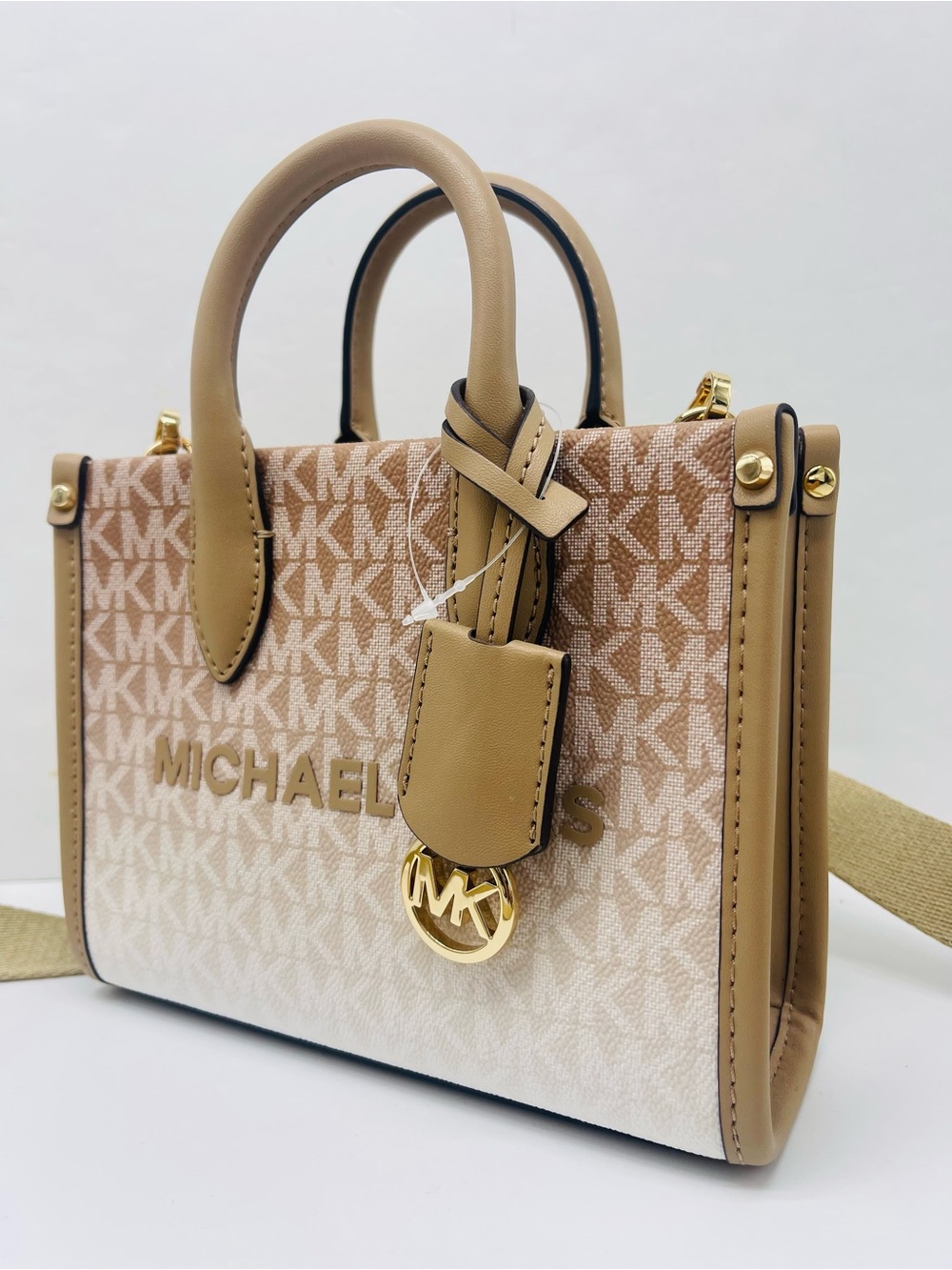 Michael Kors Mirella Extra-Sm Ombré Logo Crossbody XBODY Shopper Bag
Camel 
NWT